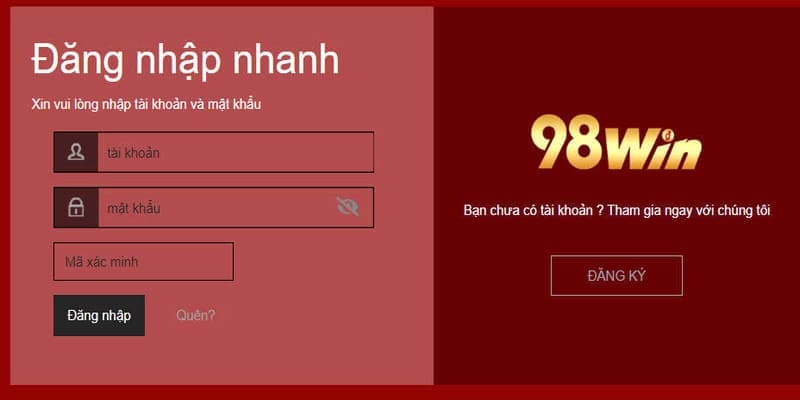 Các bước đăng nhập 98win diễn ra đơn giản và nhanh chóng 